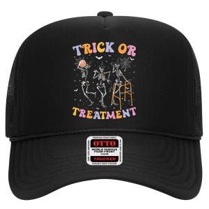 Trick Or Treatment Pt Physical Therapy Therapist Halloween High Crown Mesh Back Trucker Hat