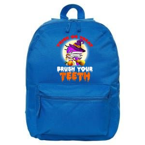 Trick Or Treat Brush Your Teeth Dentist Pun Halloween Dental Gift 16 in Basic Backpack