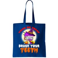 Trick Or Treat Brush Your Teeth Dentist Pun Halloween Dental Gift Tote Bag