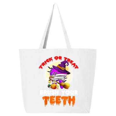 Trick Or Treat Brush Your Teeth Dentist Pun Halloween Dental Gift 25L Jumbo Tote