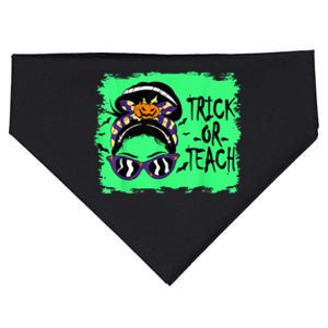 Trick or Teach Cute Halloween Teacher Messy Bun Retro Shades USA-Made Doggie Bandana