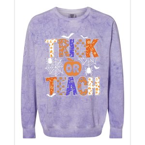 Trick Or Teach Halloween Cool Gift Funny For Teachers Gift Colorblast Crewneck Sweatshirt