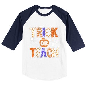 Trick Or Teach Halloween Cool Gift Funny For Teachers Gift Baseball Sleeve Shirt