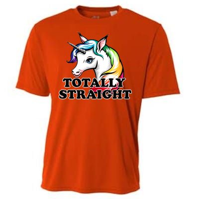 Totally Straight Unicorn Rainbow Cooling Performance Crew T-Shirt