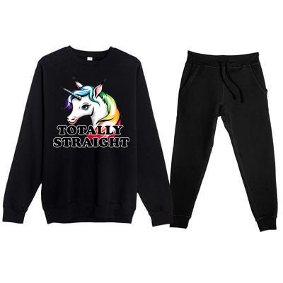 Totally Straight Unicorn Rainbow Premium Crewneck Sweatsuit Set