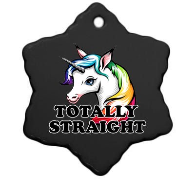 Totally Straight Unicorn Rainbow Ceramic Star Ornament