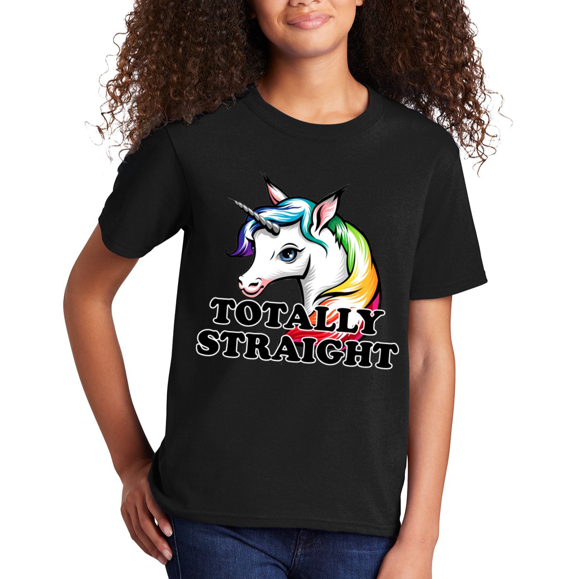 Totally Straight Unicorn Rainbow Kids T-Shirt