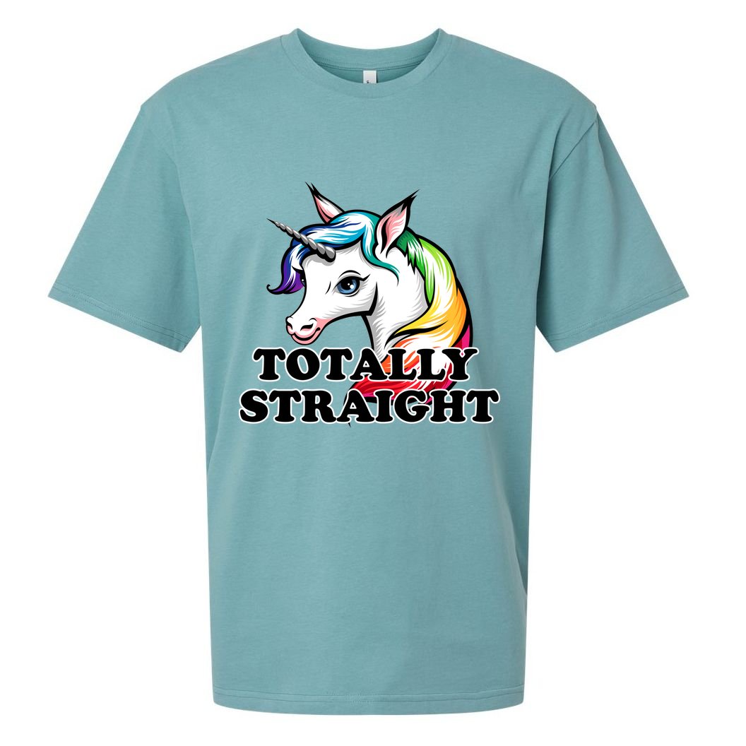 Totally Straight Unicorn Rainbow Sueded Cloud Jersey T-Shirt