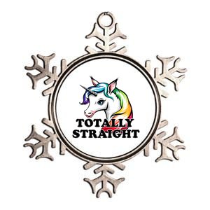 Totally Straight Unicorn Rainbow Metallic Star Ornament