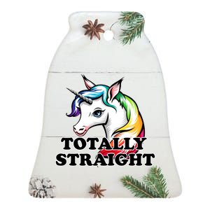 Totally Straight Unicorn Rainbow Ceramic Bell Ornament