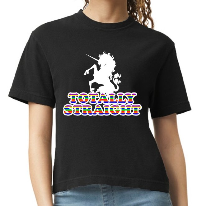 Totally Straight Unicorn Rainbow Pride Comfort Colors Boxy T-Shirt