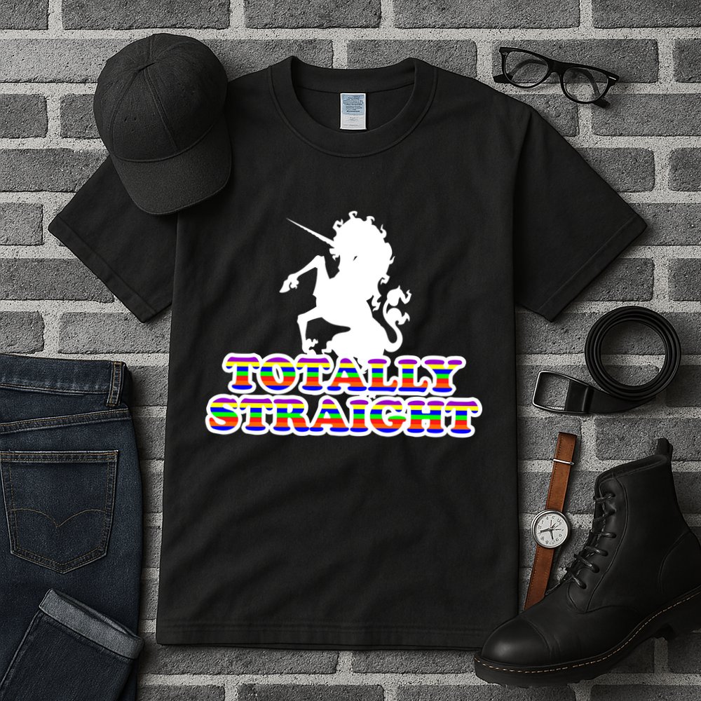 Totally Straight Unicorn Rainbow Pride Tall T-Shirt