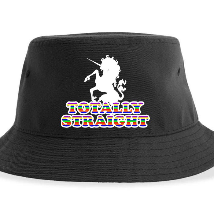 Totally Straight Unicorn Rainbow Pride Sustainable Bucket Hat