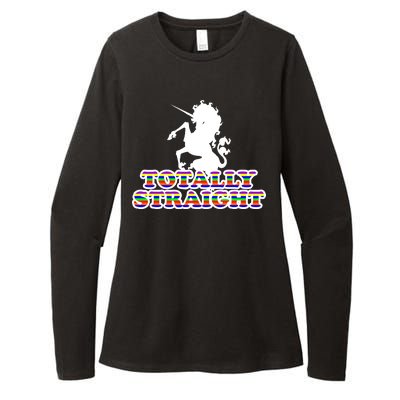 Totally Straight Unicorn Rainbow Pride Womens CVC Long Sleeve Shirt