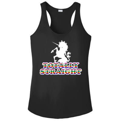 Totally Straight Unicorn Rainbow Pride Ladies PosiCharge Competitor Racerback Tank