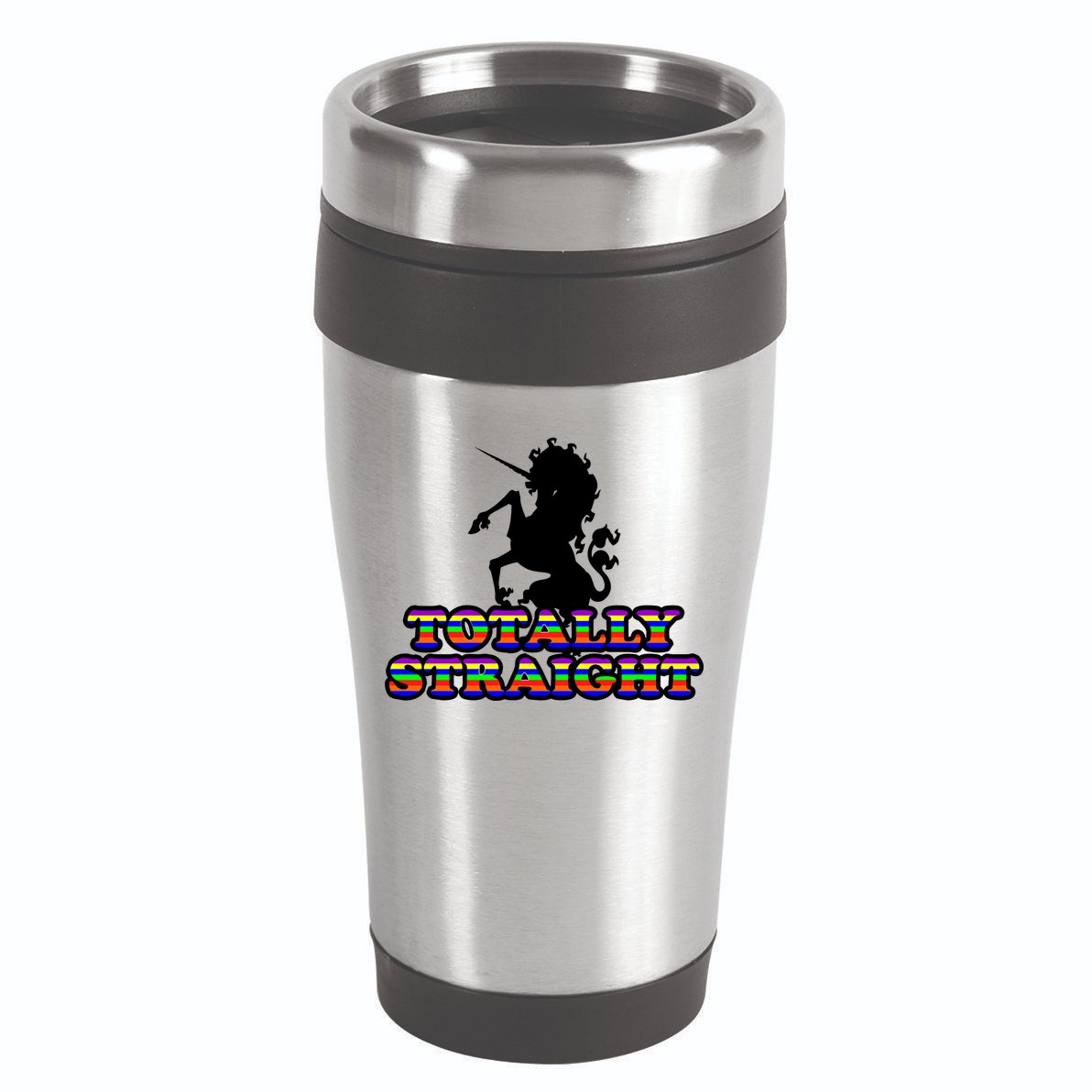 Totally Straight Unicorn Rainbow Pride 16oz Travel Tumbler