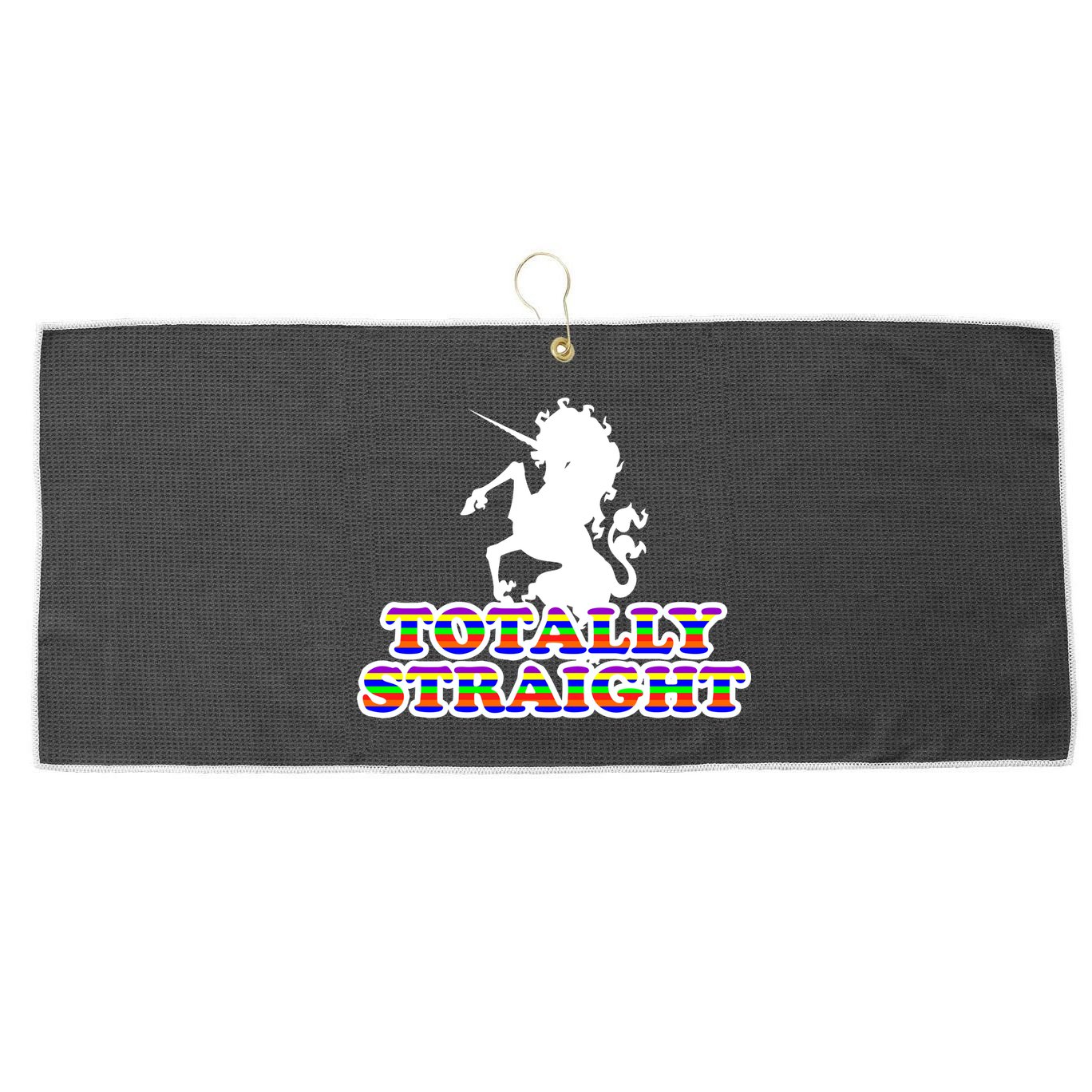 Totally Straight Unicorn Rainbow Pride Large Microfiber Waffle Golf Towel