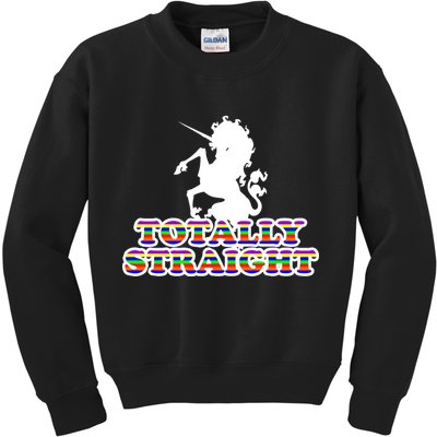 Totally Straight Unicorn Rainbow Pride Kids Sweatshirt