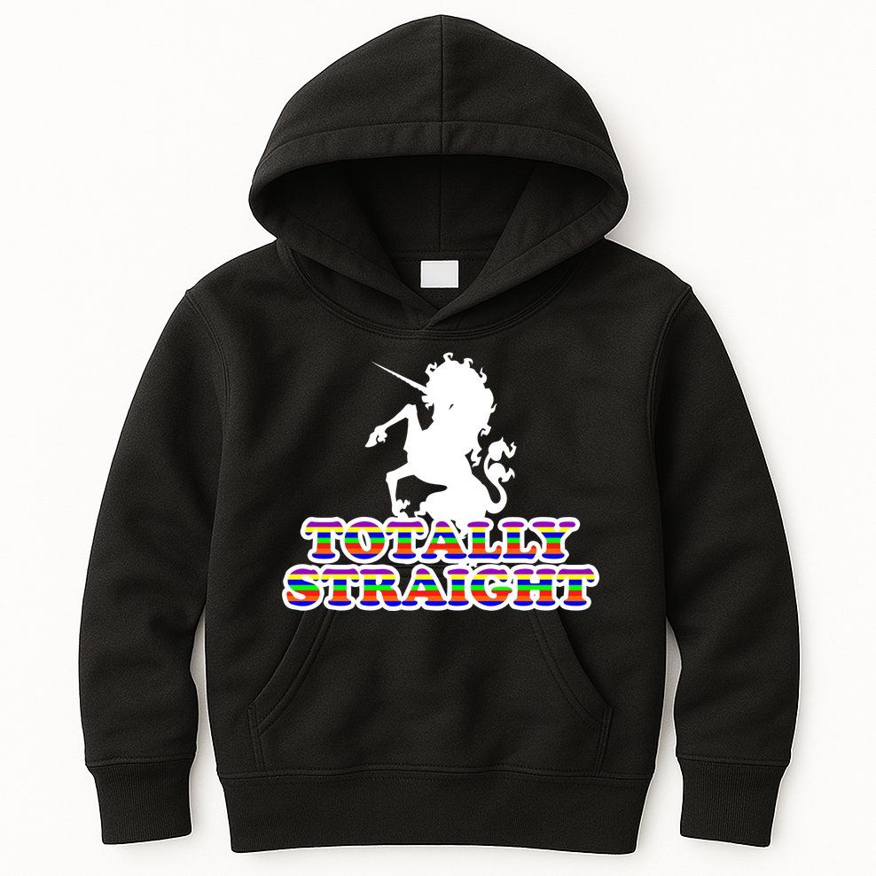 Totally Straight Unicorn Rainbow Pride Kids Hoodie