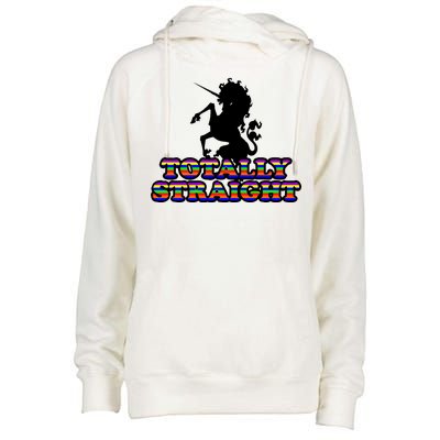 Totally Straight Unicorn Rainbow Pride Womens Funnel Neck Pullover Hood