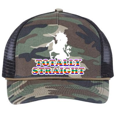 Totally Straight Unicorn Rainbow Pride Retro Rope Trucker Hat Cap