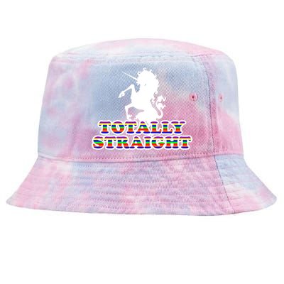 Totally Straight Unicorn Rainbow Pride Tie-Dyed Bucket Hat