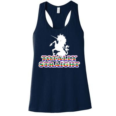 Totally Straight Unicorn Rainbow Pride Women's Racerback Tank