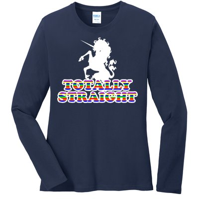 Totally Straight Unicorn Rainbow Pride Ladies Long Sleeve Shirt