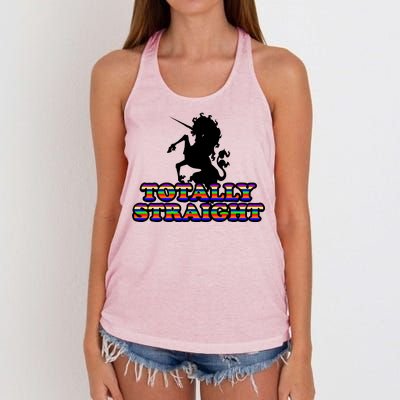 Totally Straight Unicorn Rainbow Pride Women's Knotted Racerback Tank