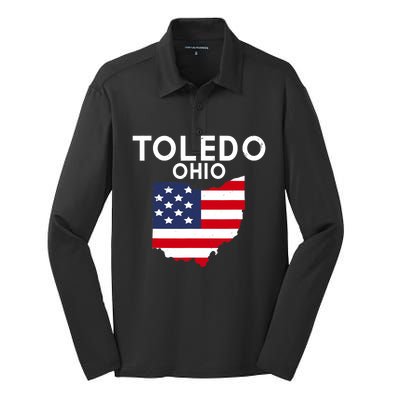 Toledo Ohio USA State America Travel Ohioan Silk Touch Performance Long Sleeve Polo