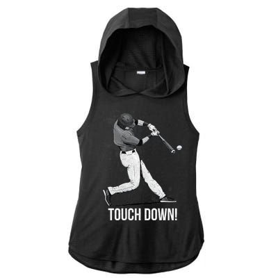 Touch Down Baseball Home Run Ladies PosiCharge Tri-Blend Wicking Draft Hoodie Tank