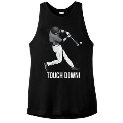 Touch Down Baseball Home Run Ladies PosiCharge Tri-Blend Wicking Tank