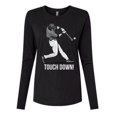 Touch Down Baseball Home Run Womens Cotton Relaxed Long Sleeve T-Shirt