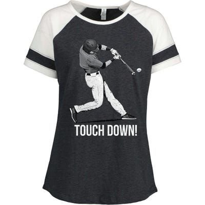 Touch Down Baseball Home Run Enza Ladies Jersey Colorblock Tee