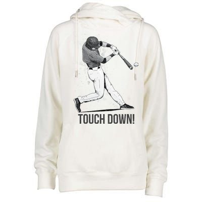 Touch Down Baseball Home Run Womens Funnel Neck Pullover Hood