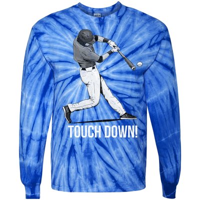 Touch Down Baseball Home Run Tie-Dye Long Sleeve Shirt