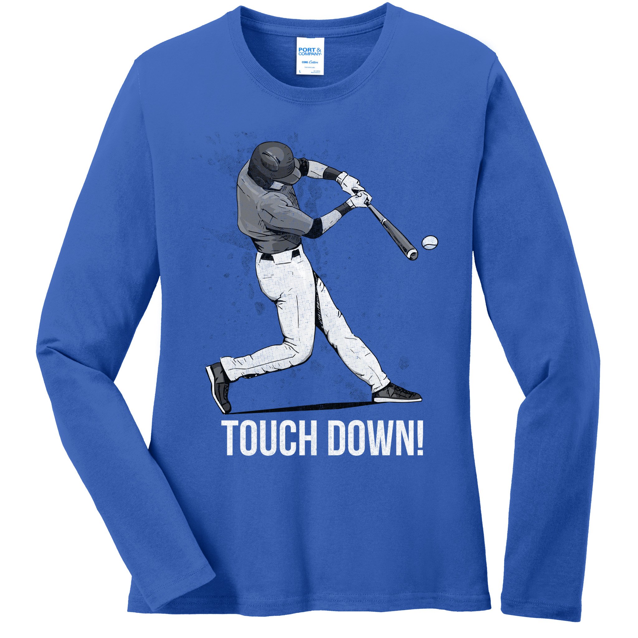 Touch Down Baseball Home Run Ladies Long Sleeve Shirt