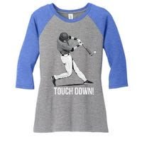 Touch Down Baseball Home Run Women's Tri-Blend 3/4-Sleeve Raglan Shirt