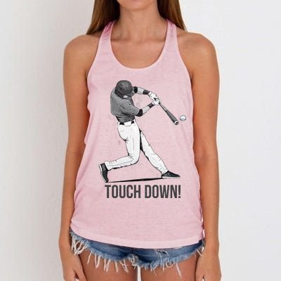 Touch Down Baseball Home Run Women's Knotted Racerback Tank