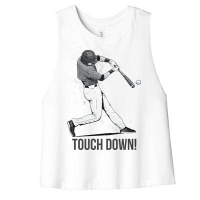 Touch Down Baseball Home Run Women's Racerback Cropped Tank