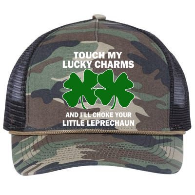 Touch My Lucky Charms And I'll Choke Your Leprechaun Retro Rope Trucker Hat Cap