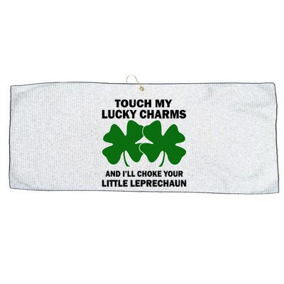 Touch My Lucky Charms And I'll Choke Your Leprechaun Large Microfiber Waffle Golf Towel