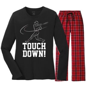 Touchdown Baseball Home-run  Women's Long Sleeve Flannel Pajama Set 