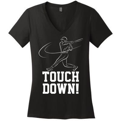 Touchdown Baseball Home-run  Women's V-Neck T-Shirt