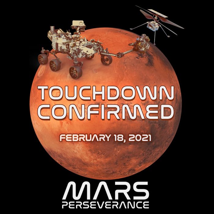 Touchdown Confirmed Mars Perseverance February 18 2021 Stripe Pom Pom Beanie
