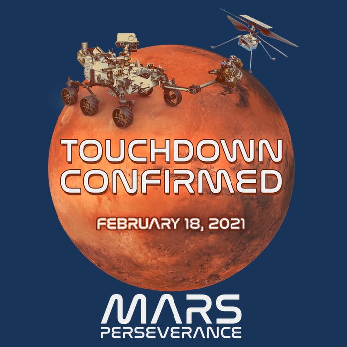 Touchdown Confirmed Mars Perseverance February 18 2021 7-Panel Snapback Hat