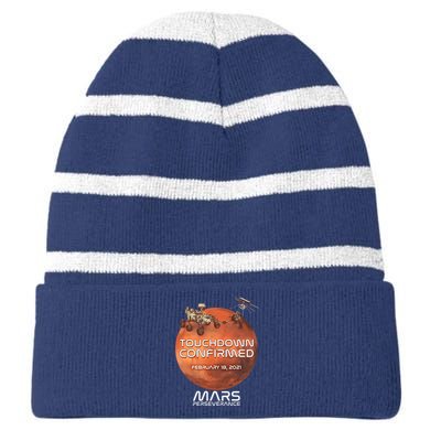 Touchdown Confirmed Mars Perseverance February 18 2021 Striped Beanie with Solid Band