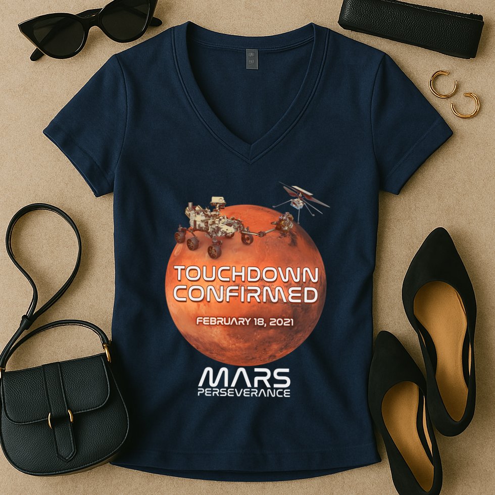 Touchdown Confirmed Mars Perseverance February 18 2021 Women's V-Neck T-Shirt