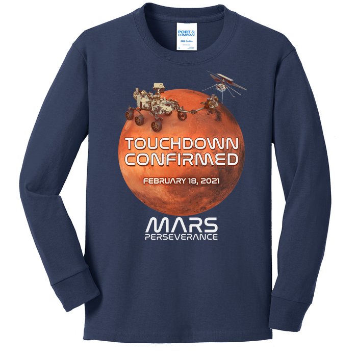 Touchdown Confirmed Mars Perseverance February 18 2021 Kids Long Sleeve Shirt