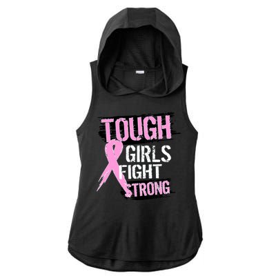 Tough Girls Fight Strong Breast Cancer Ladies PosiCharge Tri-Blend Wicking Draft Hoodie Tank